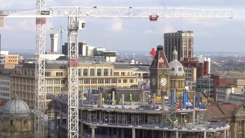 Cranes Working In Construction Site Stock Footage 81894605