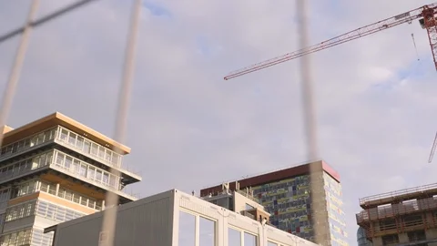 Cranes Working on Construction Site Stock Footage 116274743