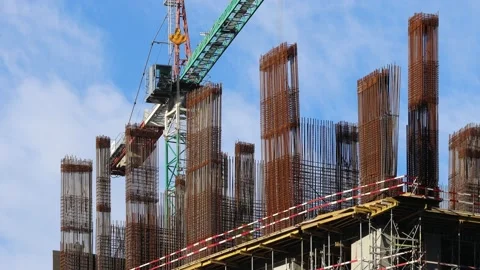 Cranes working on the construction site Stock Footage 237168575
