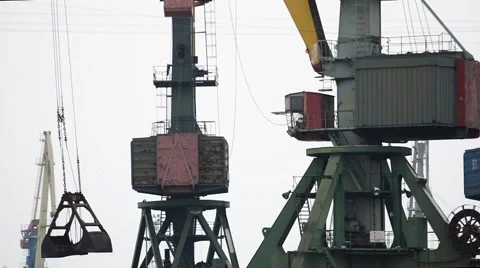 Cranes working at the port. Stock Footage 45275866