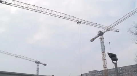 Cranes Working Still-Shot Stock Footage 35231475