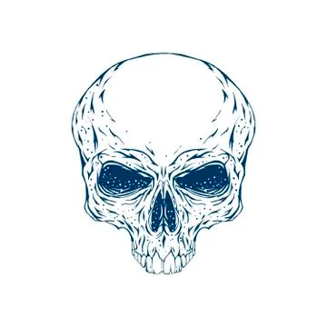 Cranium skull isolated on white background. HIPSTER skull tatoo print for t Stock Illustration