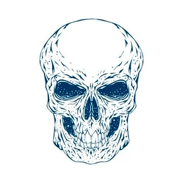 Cranium skull isolated on white background. HIPSTER skull tatoo print for t Stock Illustration