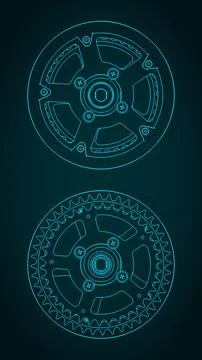 Crankset technical drawings Stock-Illustration