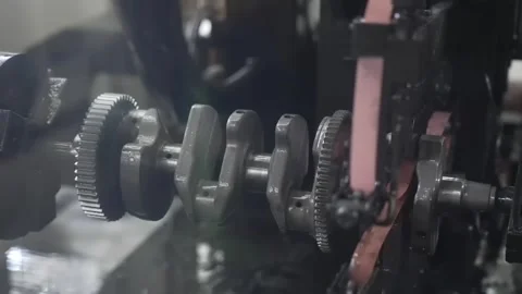 Crankshaft on machine at factory Stock Footage 348171194