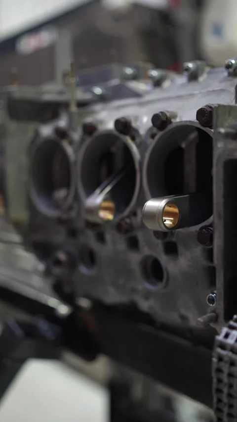 Crankshaft Rotation Displaying Engine Con Rods and Pistons in Cylinders Stock Footage 322891111