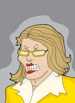 Cranky Lady in Yellow Stock Illustration