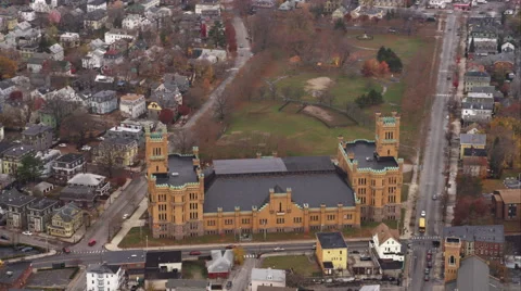 Cranston Street Armory in Providence, Rhode Island. Shot in November 2011. Stock Footage 59165672