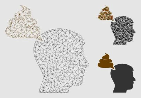 Crap Thinking Person Vector Mesh 2D Model and Triangle Mosaic Icon イラスト素材