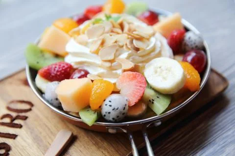 Crape cake with fruit Stock Photos