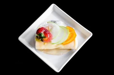 Crape cake roll with fruit Foto stock