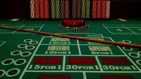 Craps Table Dice Gambling Chips Stacked Casino Fun Exciting Colorful Lucky Money Stock Footage 59189207