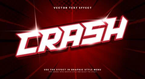 Crash 3d editable text effect template Stock Illustration