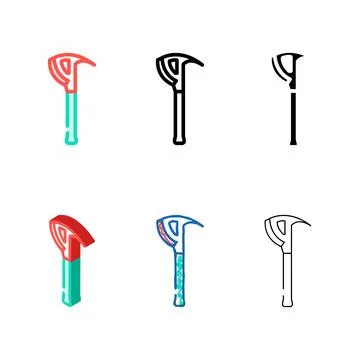Crash axe tool color icon variety vector Stock Illustration