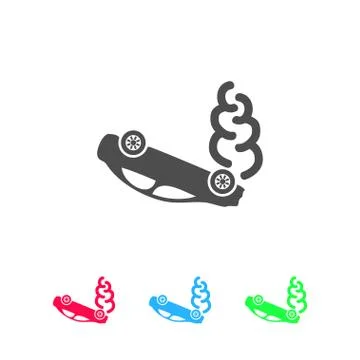 Crash car icon flat Stock Illustration