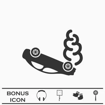Crash car icon flat Stock Illustration