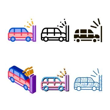 Crash car wall icon multipack vector outline Ilustração Stock