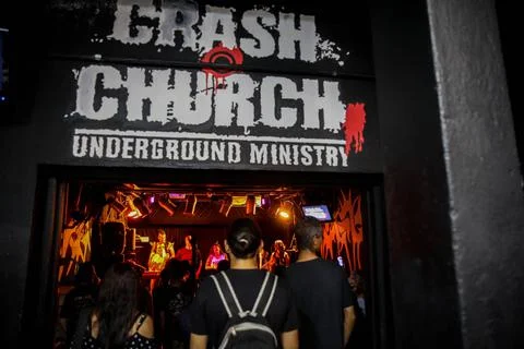 Crash Church, a heavy-metal rythm for the words of the Lord, Sao Paulo, Brazil - Stock Photos