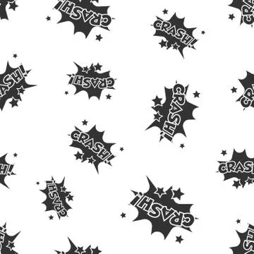 Crash comic sound effects seamless pattern background. Business flat vector i Stock Illustration
