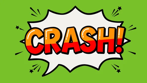 Crash Comic Style Animated Text Bubble on Green Screen Background Stock Footage 341317379