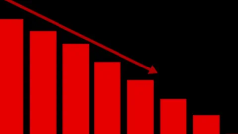Crash down bar chart with red arrow business concept	 Stock Footage 326705511