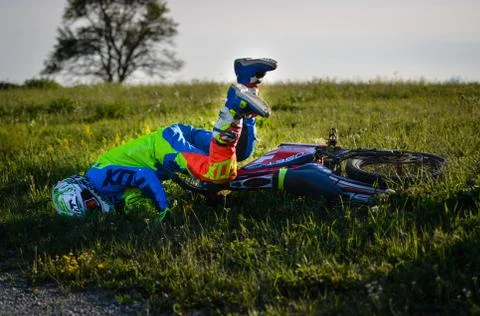 Crash with e-bike Stockfoto's