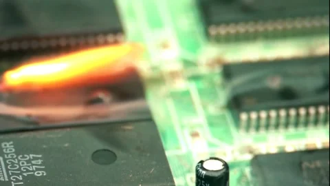 Crash electronic components. Computer technology 4K footage in slow motion. Stock Footage 266806411