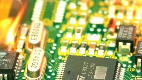 Crash electronic components. Computer technology 4K footage in slow motion. Stock Footage 266806567