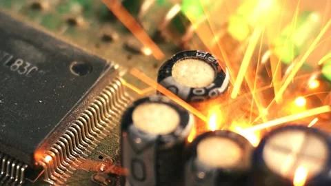 Crash electronic components. Computer technology 4K footage in slow motion. Stock Footage 266806741