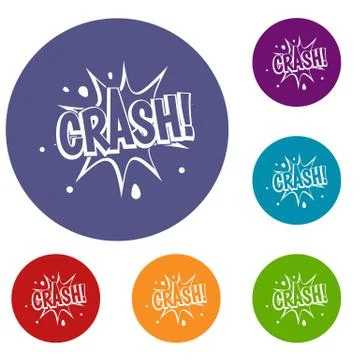 Crash explosion icons set Stock Illustration