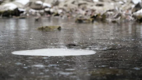 Crash falls stone splashing river slow motion close up. Explode stormy stream. Stock Footage 133010459