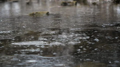 Crash falls stone splashing river slow motion close up. Explode stormy stream. Stock Footage 133013989