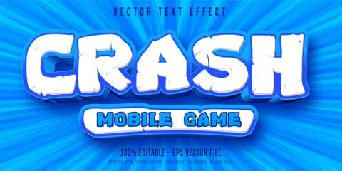 Crash mobile game text, game style editable text effect Stock Illustration