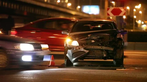 Crash  at night road Video stock 43127391
