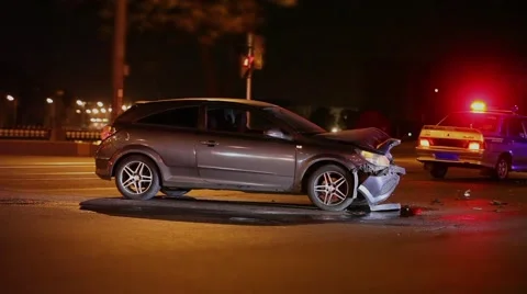 Crash  at night road Stock Footage 43453848
