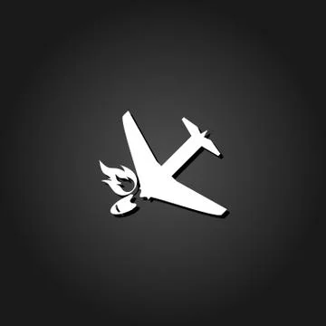 Crash plane icon flat Stock Illustration