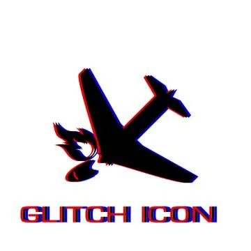 Crash plane icon flat Stock Illustration