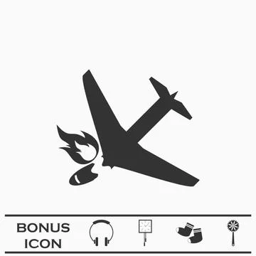 Crash plane icon flat Stock Illustration