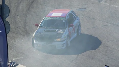 Crash. The race car crashes into the barrier on demonstration performances. Stock Footage