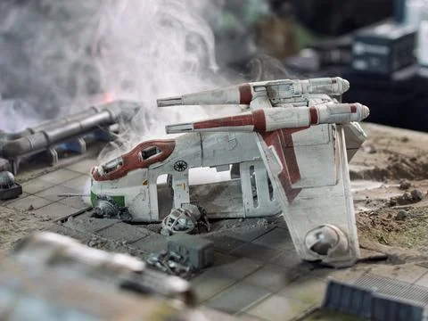 Crash Site of a Sci-Fi Spacecraft on an Alien Planet Stock Photos