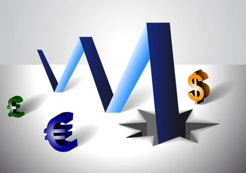 Crash stock exchange graph Stock Illustration