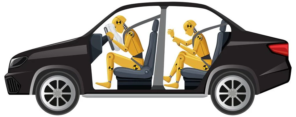 Crash test dummy in a car Stockillustratie