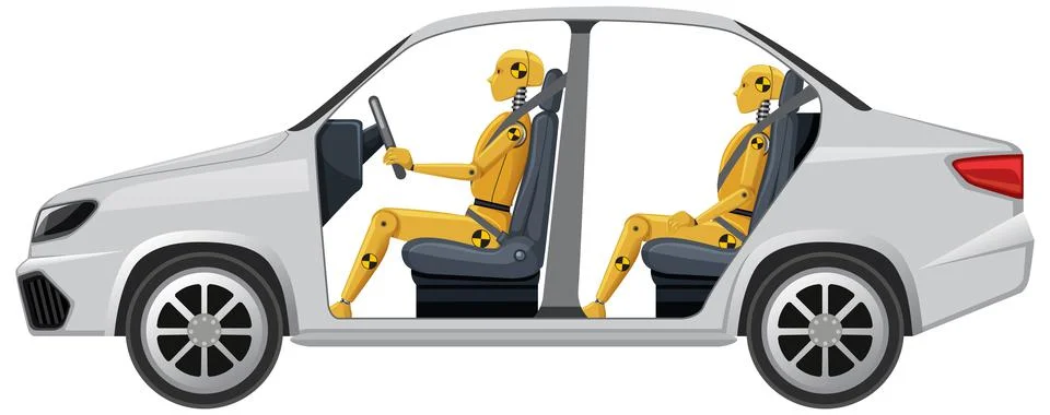 Crash test dummy in a car Stockillustratie