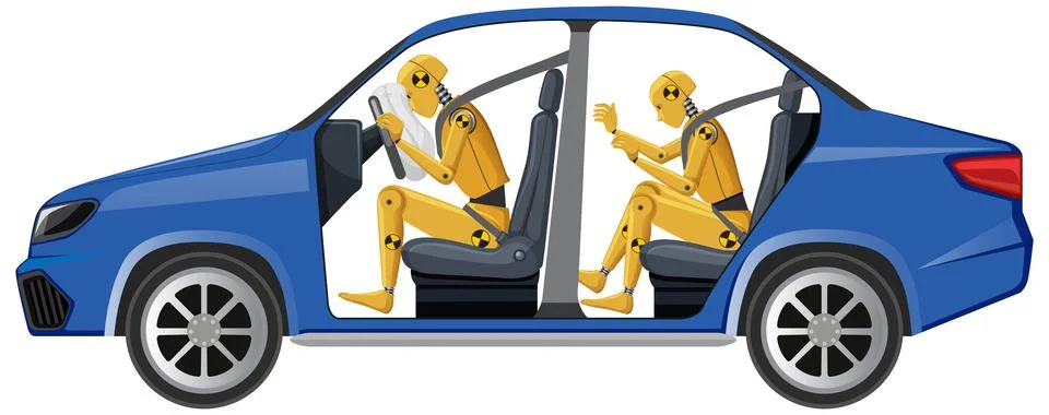 Crash test dummy in a car Stockillustratie