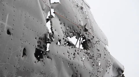Crashed aircraft fuselage details Stock Footage 57328344