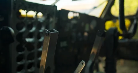 Crashed Airplain Joystick 4K Cinimatic Video Slow Motion Stock Footage 124103811