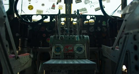 Crashed Airplane Cockpit 4K Cinimatic Video Slow Motion Stock Footage 124104161