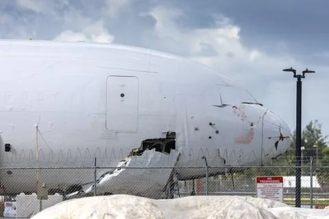 Crashed Amazon Prime Air cargo plane moved from Miami airport accident site, USA Stock Photos