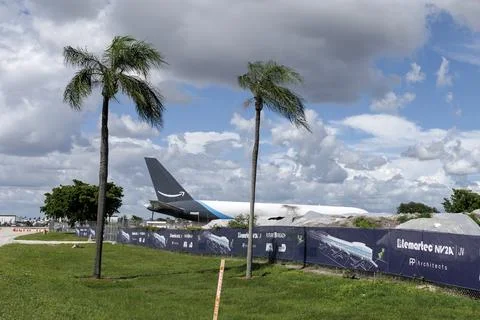 Crashed Amazon Prime Air cargo plane moved from Miami airport accident site, USA Stock Photos