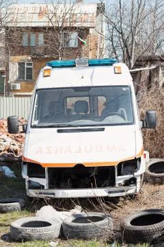 Crashed ambulance van Stock Photos
